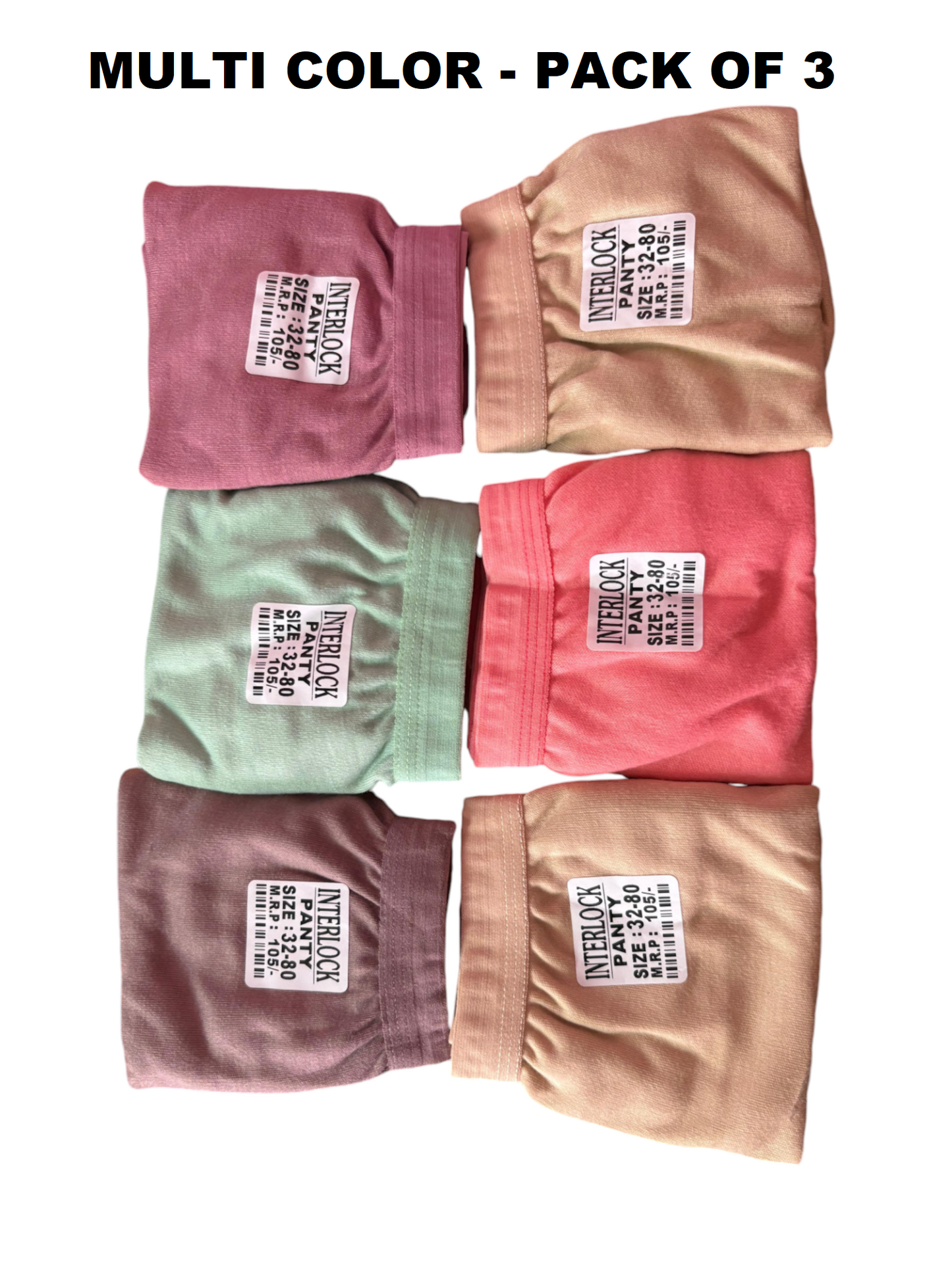 HRNIN SEC® - PLAIN INTERLOCK PANTY (PACK OF 3)